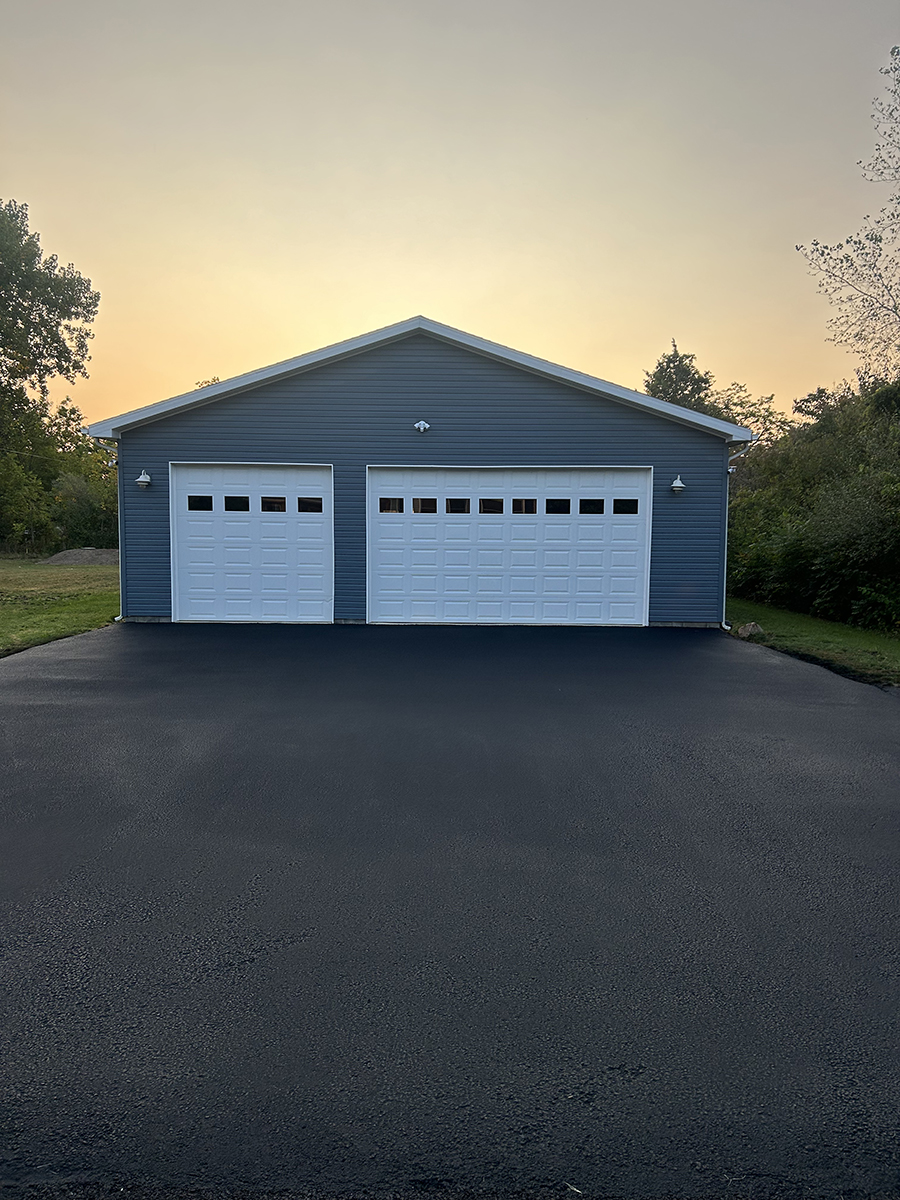 Glossy finished driveway at dusk